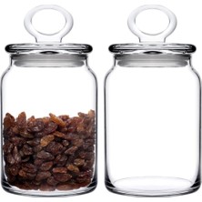Özbience 2'li Cam Kavanoz Seti, Şeffaf Kapaklı, Orta Boy, Pratik Saklama Seti