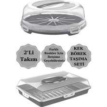 Özbience 2'li Kek ve Pasta Saklama Kabı Seti, Kilitli ve Taşıma Için Uygun