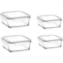 Özbience 4'lü Saklama Kabı Seti Beyaz, 1150CC ve 720CC, Pratik ve Şık