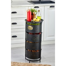 Özbience Yuvarlak Metal Meyve ve Sebze Saklama Sepeti, Çok Amaçlı Mutfak Rafı