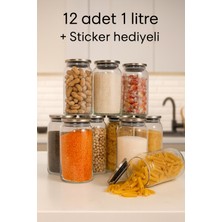 Özbience 12'li 1l Paslanmaz Vakumlu Metal Kapaklı Saklama Kabı Seti