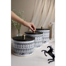 Özbience Yuvarlak Kutu Ø175, Topuz Kulp, 3’lü Set, Şık ve Kullanışlı Tasarım