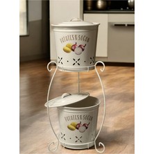 Özbience Iki Katlı Metal Sebze Sepeti, Patates ve Soğanlık, Pratik ve Şık Tasarım