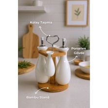 Özbience Bambu Standlı Yağlık Sirkelik Tuzluk Biberlik Takımı