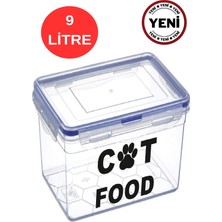 Özbience 3,5-4 kg Kedi Maması Saklama Kabı, 9 Lt, Vakumlu, Sızdırmaz, Contalı