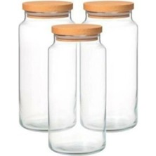 Özbience 3’lü Ahşap Kapaklı Kavanoz Seti, Şık ve Kullanışlı Saklama Çözümleri