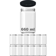 Özbience Şeffaf Cam Kavanoz 660 Ml, Metal Kapaklı, 12 Adet Set