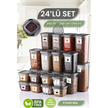 Özbience 24'lü Çok Amaçlı Kare Saklama Kabı Seti, 8x (550-1200-1750 Ml)