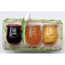 Özbience Şık 220 ml Lale Desenli Reçellik Kavanoz Seti (3'lü)