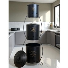 Özbience 3 Katlı Ferforje Sepet, Patates ve Soğan Saklama Kovası, Şık ve Kullanışlı