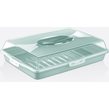 Özbience Dikdörtgen Büyük Boy Kek ve Börek Saklama Kabı, Kilitli, Taşıma Için Ideal