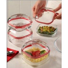 Özbience Cam Saklama Kabı Seti, Kapaklı, Çok Amaçlı, 4'lü, Silikon Contalı, 395 cc