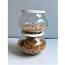 Özbience Beyaz Kapaklı Saklama Kavanozu 1062 Ml, 2'li Set, Pratik ve Şık Tasarım