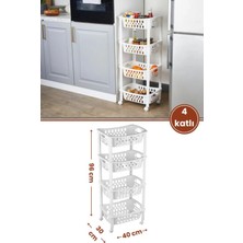 Özbience 4 Katlı Çok Amaçlı Sebze ve Meyve Saklama Rafı, Mutfak ve Banyo Düzenleyici