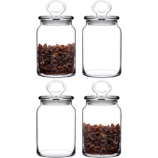 Özbience 4'lü Cam Kapaklı Orta Kavanoz Seti, 860CC, Şık ve Kullanışlı Tasarım