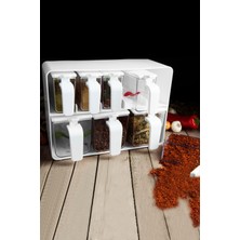 Özbience Modern Beyaz Sekizli Baharatlık Seti, Şık ve Kullanışlı Tasarım