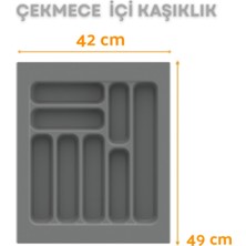 Özbience Gri Çekmece Içi Kaşıklık ve Kepçelik Düzenleyici, 42X49 cm