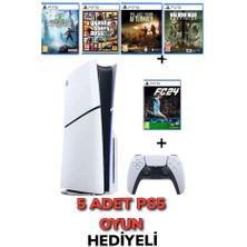 Sony Playstation 5 Slim CD Edition1 Tb +Ps5 5 Adet Oyun (Ithalatçı Garantili)