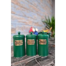 Özbience Koyu Yeşil Çay Şeker Kahve Saklama Kavanozu, Şık ve Kullanışlı Tasarım