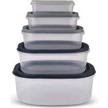 Özbience Pratik 5'li Gri Saklama Kabı Seti, Şık ve Kullanışlı Mutfak Çözümü