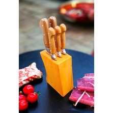 Özbience 7 Parça Çok Amaçlı Mutfak Bıçak Seti ve Ahşap Stand Bileme Aparatı