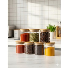 Özbience 6'lı Vakumlu Kapaklı Cam Kavanoz Seti, Baharat ve Gıda Saklama