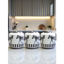 Özbience Büyük Boy Oval Baharatlık Seti 1400 Ml, Kahve, Çay, Şeker, Zebra At Gümüş