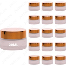 Özbience 20ML Buzlu Renk Cam Krem Kavanozu, Gold Kapaklı, 15'li Paket