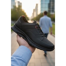 Enoch Hakiki Deri Siyah Su Itici Özellikli Erkek Sneaker Ortopedik Taban