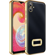 Spia Galaxy A07 Kılıf Kamera Korumalı Logo Gösteren Zore Omega Kapak - Gold