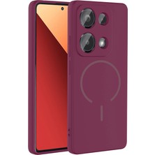 Spia Redmi Note 13 Pro 4g Kılıf M-Safe Şarj Özellikli Zore Meta Kapak - Mürdüm