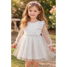 Kız Çocuk Yıldız Simli Özel Gün Party Elbise 1-5 Yaş