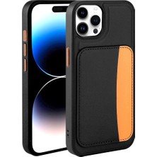 Techaks iPhone 14 Pro Max Kılıf Kartlıklı Zore X-Kart Silikon Kapak - Siyah