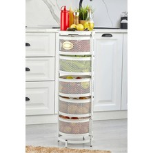 Özbience Metal Meyve ve Sebze Sepeti, Çok Amaçlı Yuvarlak Mutfak Rafı