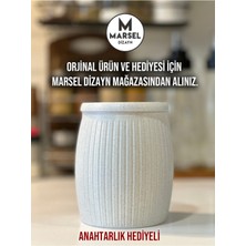 Marsel Dizayn Çöp Kutusu V3 Masaüstü - Mutfak - Banyo - Açılır Kapanır - Mermer Beyazı - 15CM
