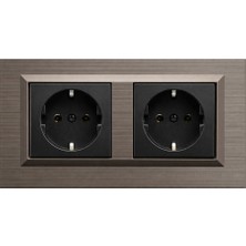 Ovivo Quantum Metalik Siyah Topraklı Priz Bakır Çerçeve Modern Tasarım ve Yüksek Dayanıklılık