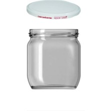 Özbience Şeffaf Cam Kavanoz 425 Cc, 20'li Set, Beyaz Metal Kapaklı