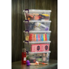 Özbience Yatay Saklama ve Erzak Kabı, 5.5 Litre, Kapaklı, Dayanıklı Plastik