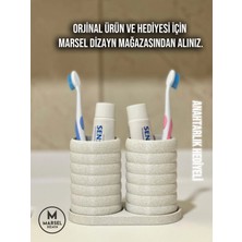 Marsel Dizayn Modern Banyo Düzenleyici V2 - Diş Fırçalık Seti - Ikili Set - Mermer Beyazı 10CM