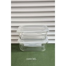 Özbience Iki Parça Isıya Dayanıklı Cam Saklama Kabı Seti, Kahvaltılık 2260 ml