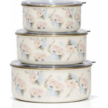 Özbience Renkli Emaye Üçlü Saklama Seti, Şık ve Kullanışlı Organizer Seti