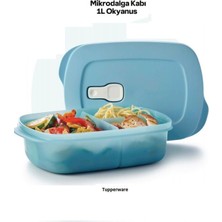 Özbience Mavi Bölmeli 1 Litre Beslenme Kabı, Mikrodalga Uyumlu ve Sızdırmaz