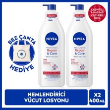 Nivea Repair Care Nemlendirici Vücut Bakım Losyonu 400ML, Kaşıntılı Hassas Cilt, X2 Adet, Çanta Hediye