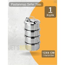 Özbience 4’lü Sefer Tası, Paslanmaz Çelik, 12X6 Cm, Yemek Taşıma Kabı