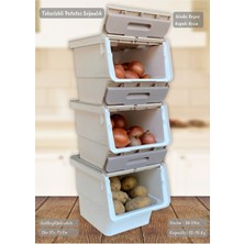 Özbience 3'lü Tekerlekli Sebze ve Meyve Kutusu, Taşımalı, Beyaz Krem, 36 Lt