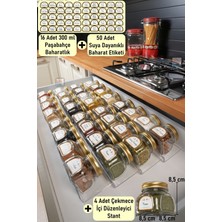 Özbience Cam Baharatlık Kavanoz 300CC 16'lı ve Çekmece Içi Düzenleyici Stand 35CM