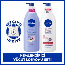 Nivea Repair Care Nemlendirici Vücut Bakım Losyonu 400ML ve Kiraz Çiçeği Vücut Losyonu 400ML,ÇANTA Hediye