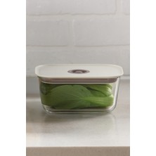 Özbience Dikdörtgen Cam Saklama Kabı 800 ml Bej, Sağlıklı ve Şık Tasarım