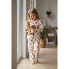 Balgüneş Ayıcık Baskılı %100 Pamuk Gömlekli Unisex Pijama Takımı