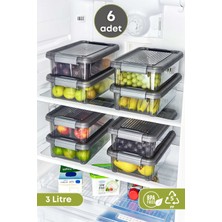 Özbience 6'lı Büyük Boy Erzak Saklama Kabı, Buzdolabı Düzenleyici, 3 Lt